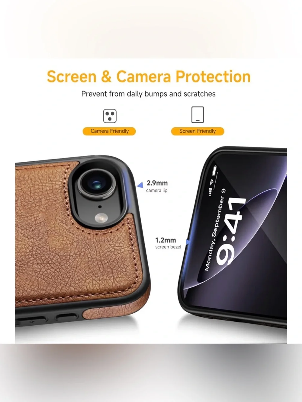 Brown Leather iPhone 16E Case with Built-in Kickstand